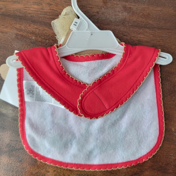 Babys 1st Christmas Embroidered Bib Socks Silicone Plate Dining Meal Set Lot NWT - Picture 5 of 8